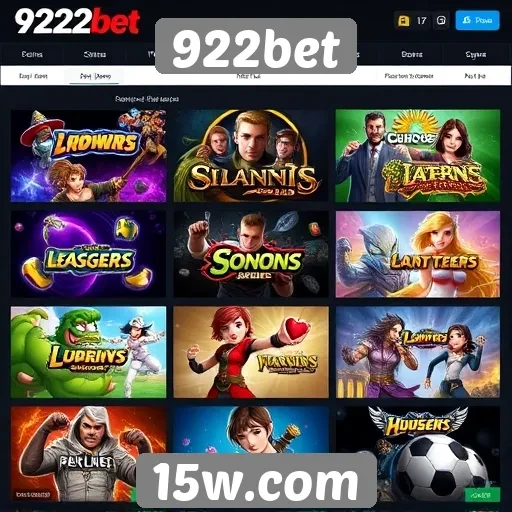 Variedade de jogos disponíveis na 922bet